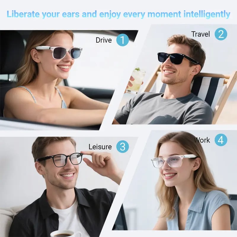 🕶️ AI Smart Glasses – Instant Translation & TWS Headphones – HiFi Audio Sunglasses with BT 5.4 🤖
