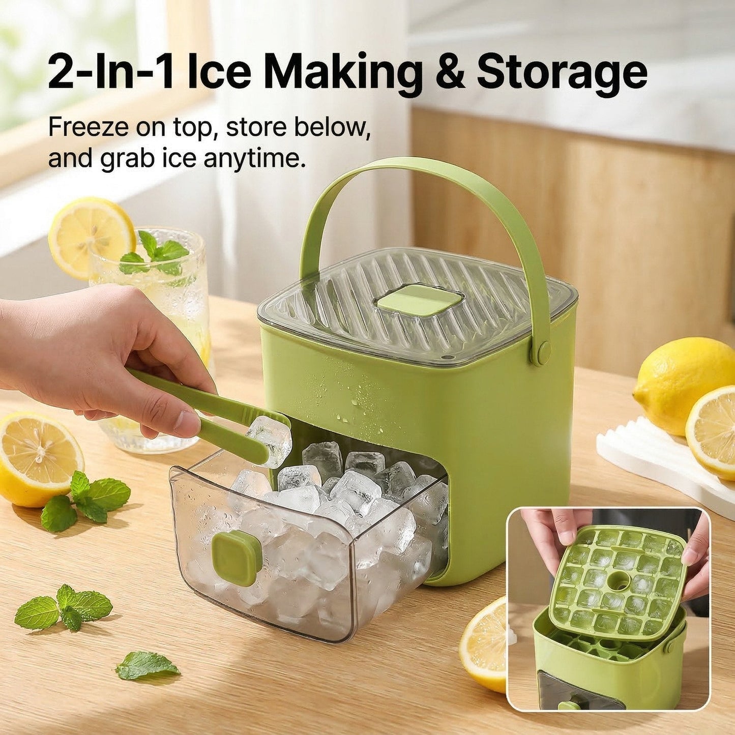 2-in-1 Large Capacity Ice Maker & Storage Bin Set 🧊(More fun and better than it looks on video✨)