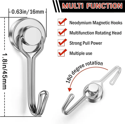 30LB Swivel Magnetic Hooks – 8/16 Pack, Strong Neodymium for Cruise & Travel