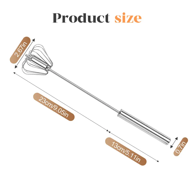 Hand-Push Rotary Whisk – Semi-Automatic Stainless Steel Mixer for Cooking & Baking