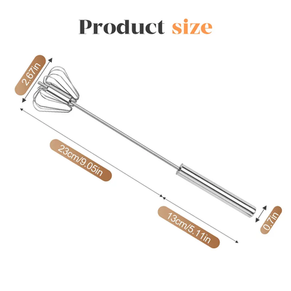 Hand-Push Rotary Whisk – Semi-Automatic Stainless Steel Mixer for Cooking & Baking