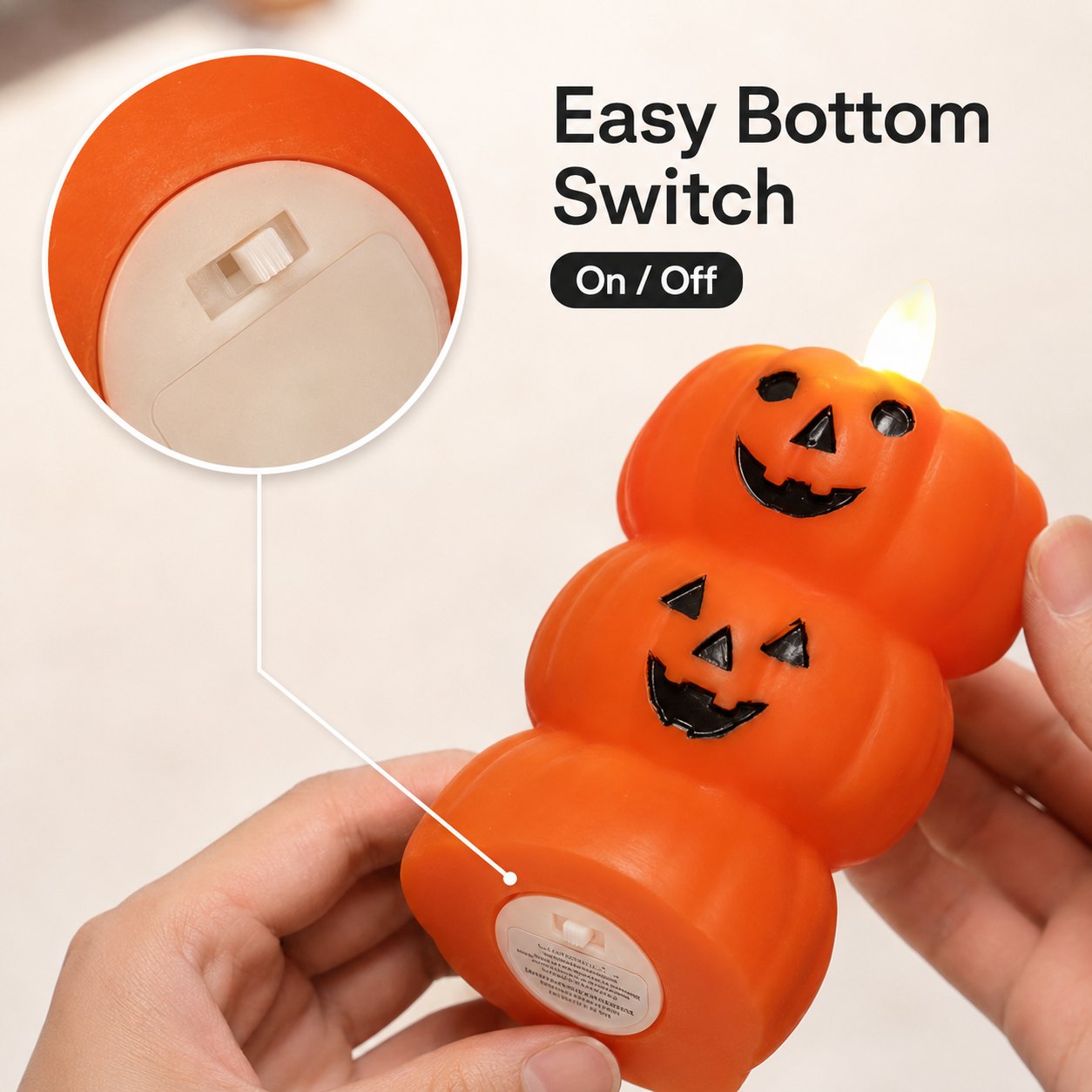 🎃 Flameless LED Pumpkin Stack Candle - Flickering Halloween Decor
