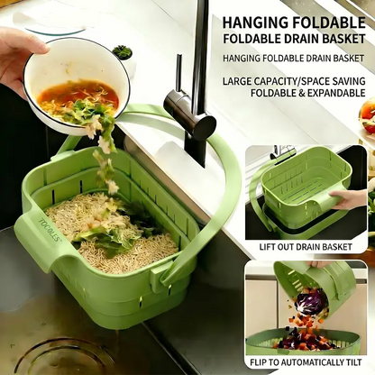 Foldable Hanging Kitchen Sink – Stainless Steel Anti-Clog Drain