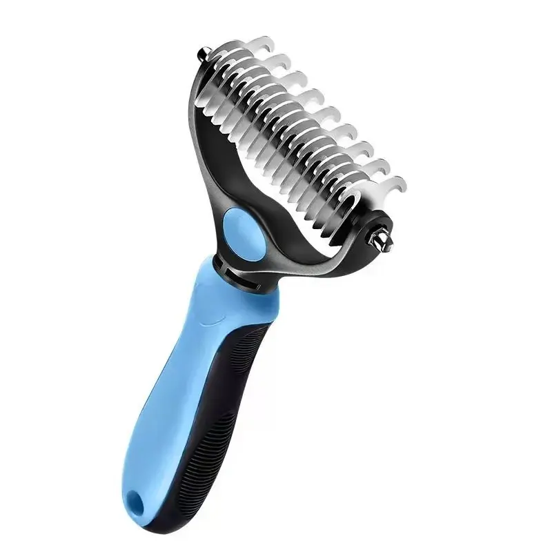 Pain-Free Dematting Undercoat Rake – Double-Sided Shedding Brush for Dogs & Cats