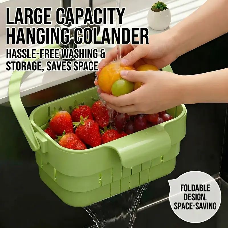 Foldable Hanging Kitchen Sink – Stainless Steel Anti-Clog Drain