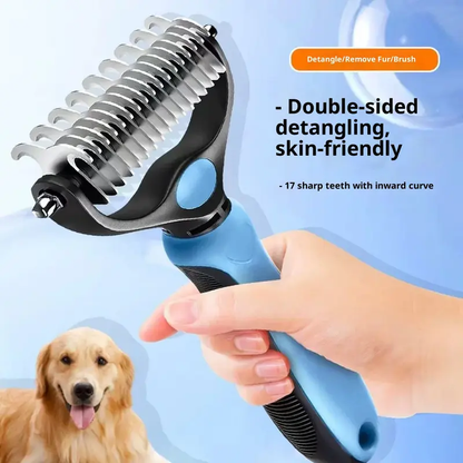 Pain-Free Dematting Undercoat Rake – Double-Sided Shedding Brush for Dogs & Cats