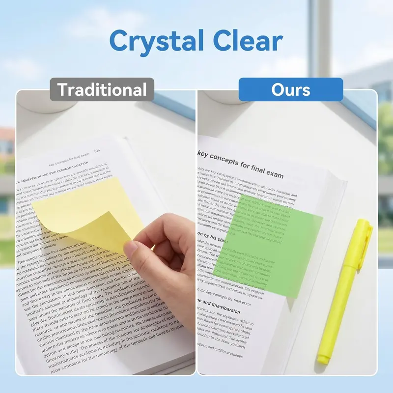 Transparent Pull-Out Sticky Notes – 480 Sheets, Reusable, Strong & Residue-Free