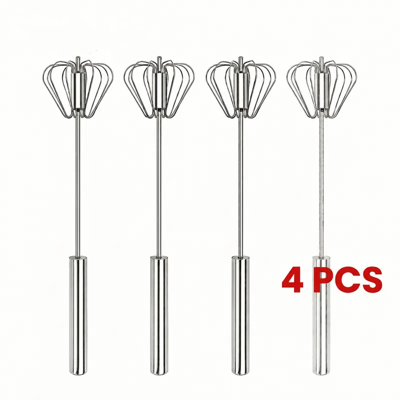 Hand-Push Rotary Whisk – Semi-Automatic Stainless Steel Mixer for Cooking & Baking