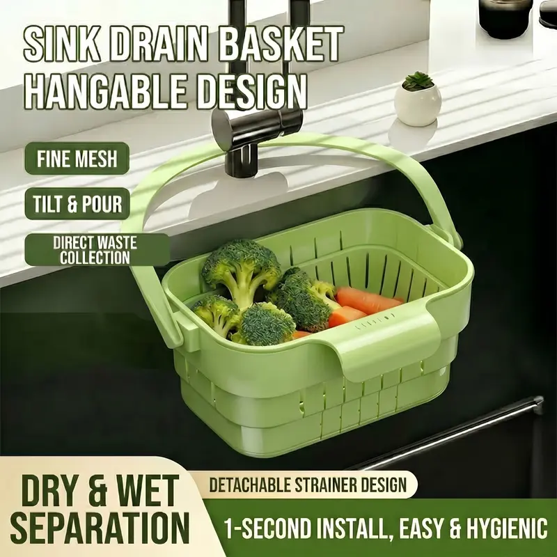 Foldable Hanging Kitchen Sink – Stainless Steel Anti-Clog Drain