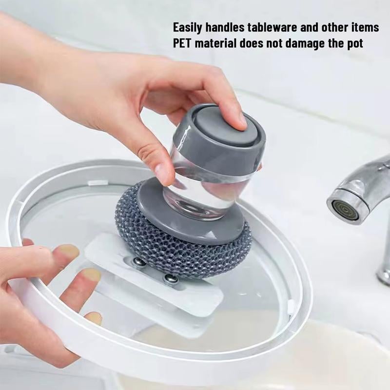 Automatic Liquid Filling Good Handle Soap Dispense Palm Kitchen Brush for Bowl Sink Cleaning Pot Comfortable