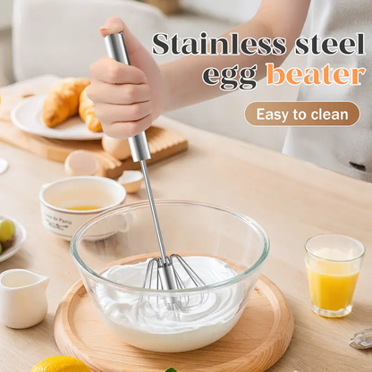 Hand-Push Rotary Whisk – Semi-Automatic Stainless Steel Mixer for Cooking & Baking