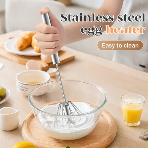 Hand-Push Rotary Whisk – Semi-Automatic Stainless Steel Mixer for Cooking & Baking