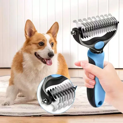 Pain-Free Dematting Undercoat Rake – Double-Sided Shedding Brush for Dogs & Cats