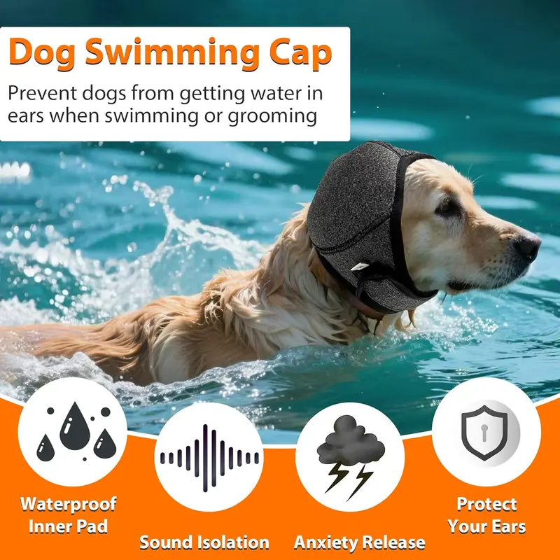 Dog Calming Ear Wrap – Waterproof, Noise-Cancelling Cap for Swim, Grooming & Fireworks