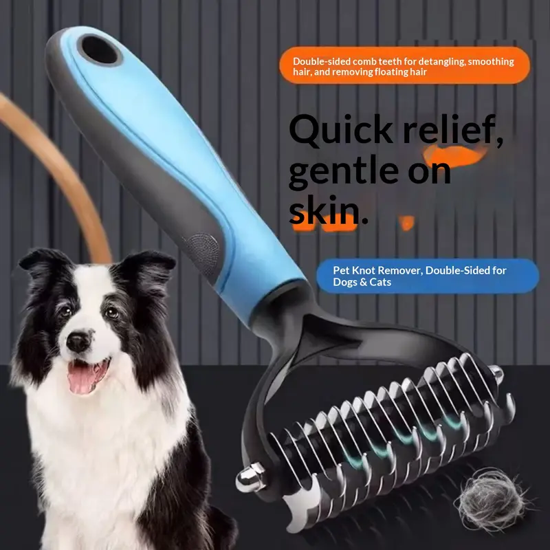 Pain-Free Dematting Undercoat Rake – Double-Sided Shedding Brush for Dogs & Cats