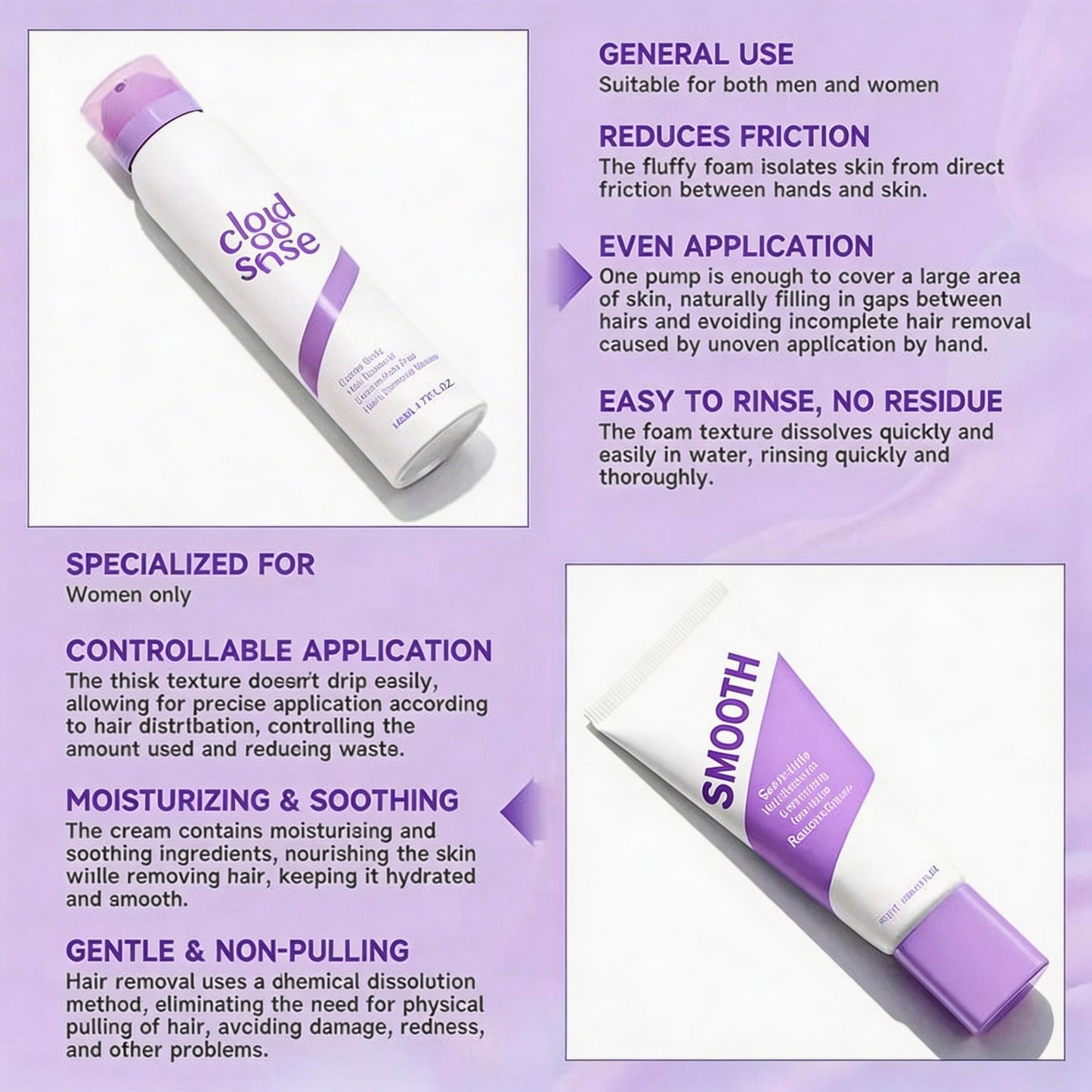 Bikini Pain-Free Hair Removal Cream for Sensitive Skin,Gentle Citrus Sensitive Skin Hair Removal Cream&Spray
