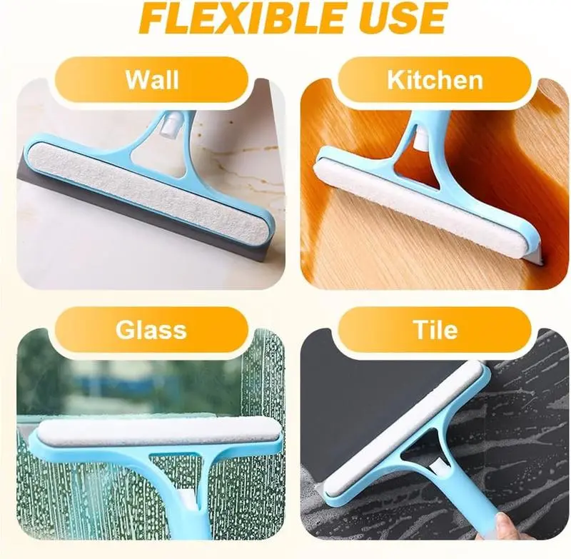 3-in-1 Window Cleaning Scraper – Spray, Rubber Squeegee & Scrubber for Glass, Tiles, Windshields