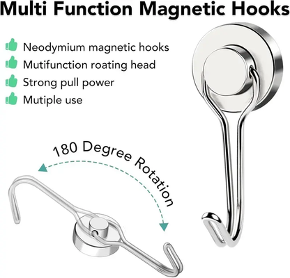 30LB Swivel Magnetic Hooks – 8/16 Pack, Strong Neodymium for Cruise & Travel