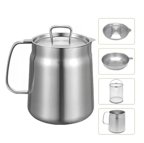 304 Stainless Steel Deep Fryer Pot with Basket & Strainer