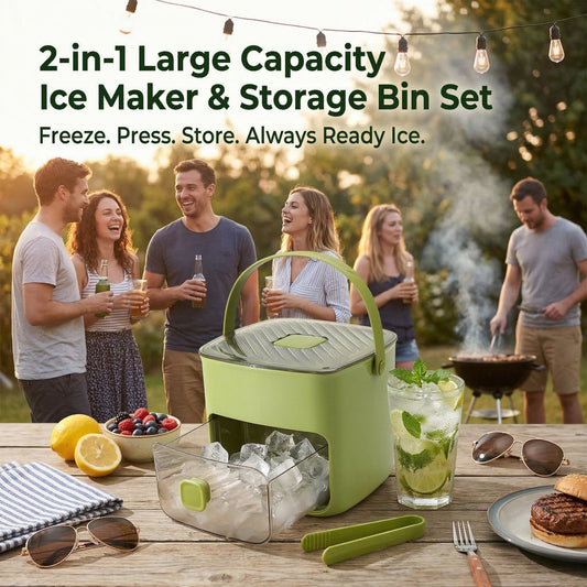 2-in-1 Large Capacity Ice Maker & Storage Bin Set 🧊(More fun and better than it looks on video✨)