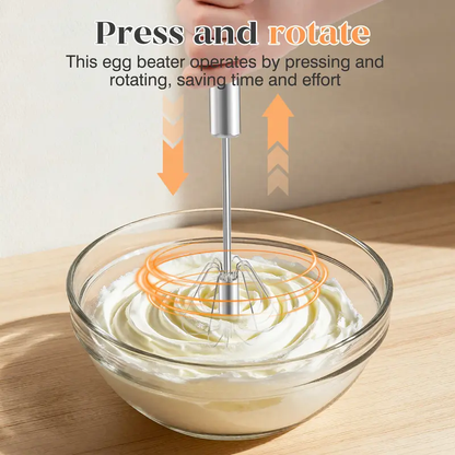 Hand-Push Rotary Whisk – Semi-Automatic Stainless Steel Mixer for Cooking & Baking