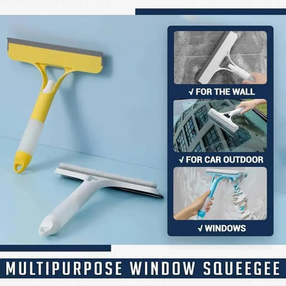 3-in-1 Window Cleaning Scraper – Spray, Rubber Squeegee & Scrubber for Glass, Tiles, Windshields