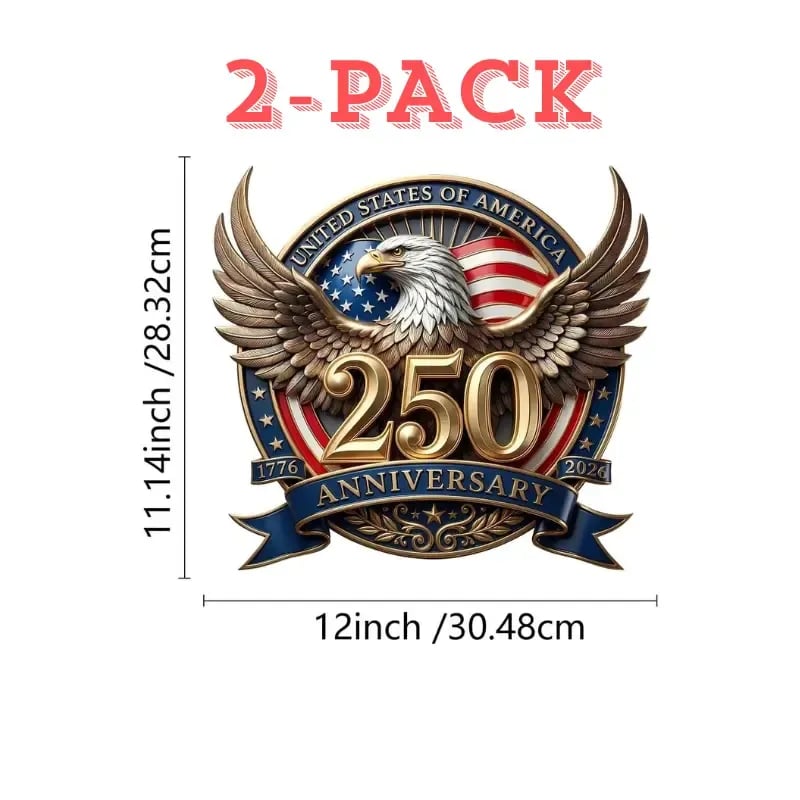🔥🔥2PCS 250th Anniversary USA Car Decal Sticker Patriotic 4th of July Decorations 1776-2026 Vinyl