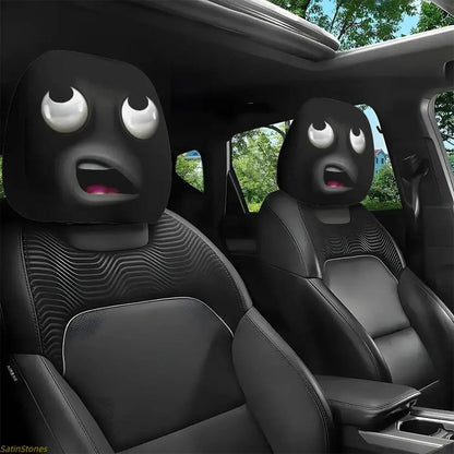 2pcs Red Devil's Eye Car Headrest Covers