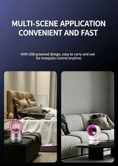 Indoor USB Mosquito Killer Lamp with Turbo Fan Suction 360° UV Light Trap 25dB Low Noise 24H Energy Saving