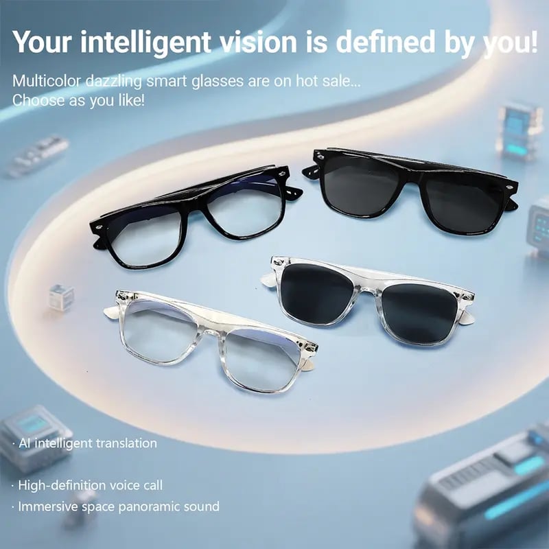 🕶️ AI Smart Glasses – Instant Translation & TWS Headphones – HiFi Audio Sunglasses with BT 5.4 🤖
