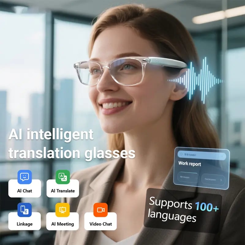 🕶️ AI Smart Glasses – Instant Translation & TWS Headphones – HiFi Audio Sunglasses with BT 5.4 🤖