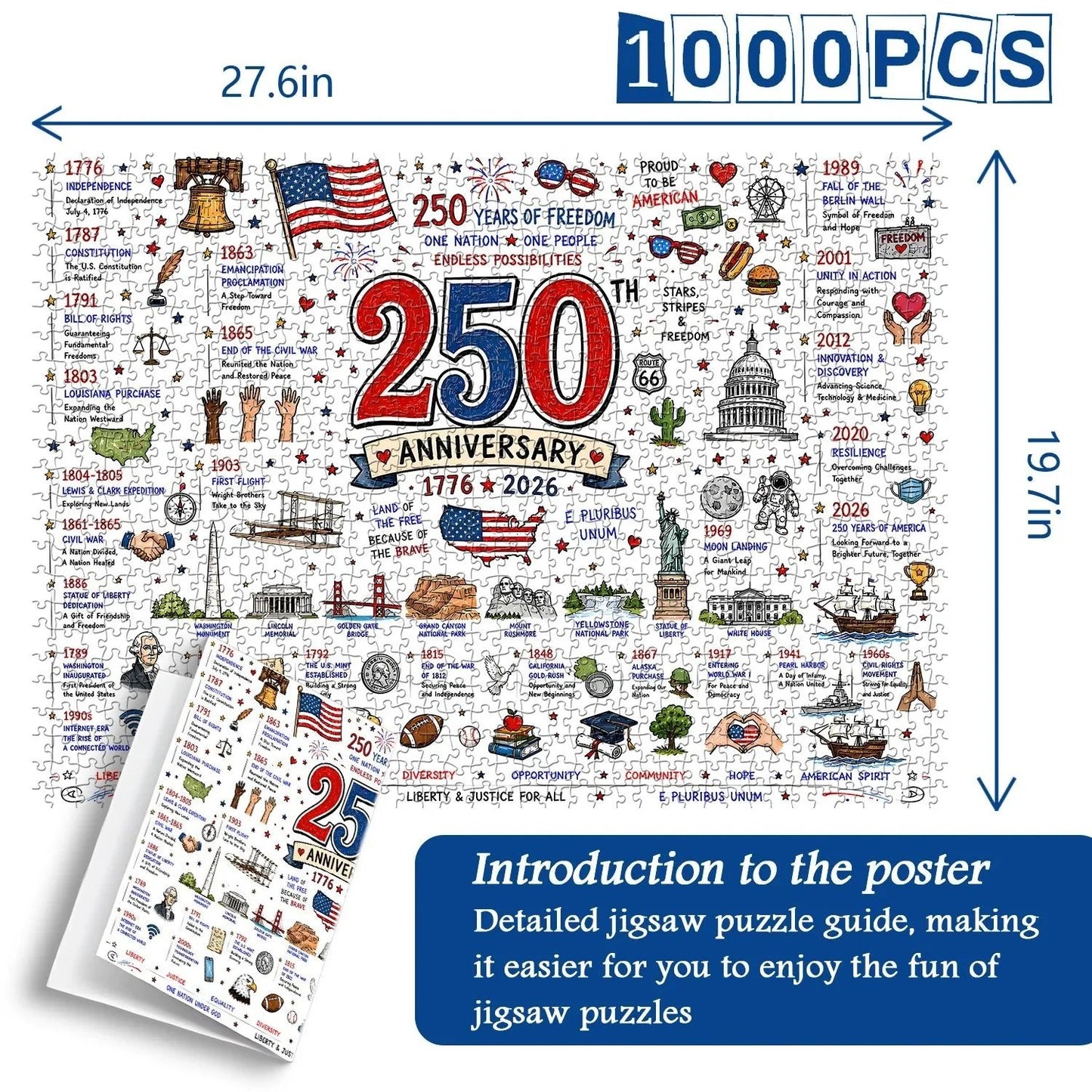 🧩 Patriotic America Jigsaw Puzzle 1000 Pieces🎁